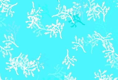 Açık yeşil vektör arkaplanı dallarla karalıyor. Yaprakları karalama tarzında renkli ve soyut çizimler. İş tasarımınız için yepyeni bir tarz.