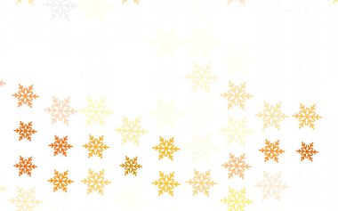 Açık sarı vektör arka plan, güzel kar taneleri, yıldızlar. Gradyan kar formlarıyla parlayan renkli çizimler. İş ilanı için yeni yıl tasarımı.