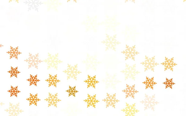 明亮的黄色矢量背景 美丽的雪花 用渐变的雪型显示彩色的图画 商业广告的新年设计 — 图库矢量图片