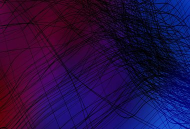 Koyu mavi, çizgileri olan kırmızı vektör deseni. Kavisli çizgilerden oluşan parlak bir illüstrasyon. Broşürler, broşürler için doku.