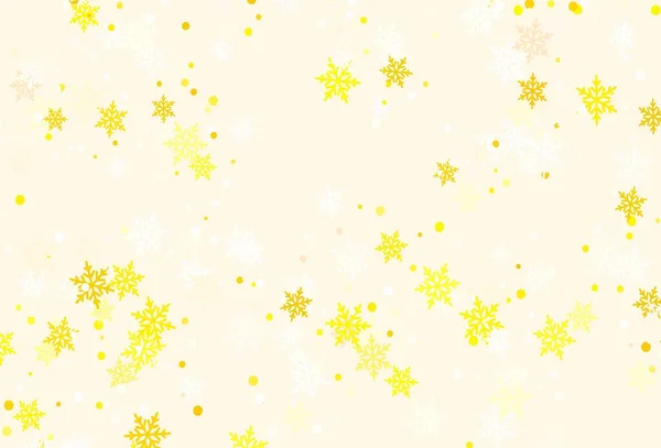 浅绿色 黄色矢量图案与圣诞节雪花 在抽象模板上用雪显示彩色插图 新年广告 小册子的模式 — 图库矢量图片