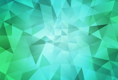 Açık yeşil vektör eğimli üçgen dokusu. Origami tarzında gradyan ile geometrik çizim. İşiniz için yepyeni bir tasarım..