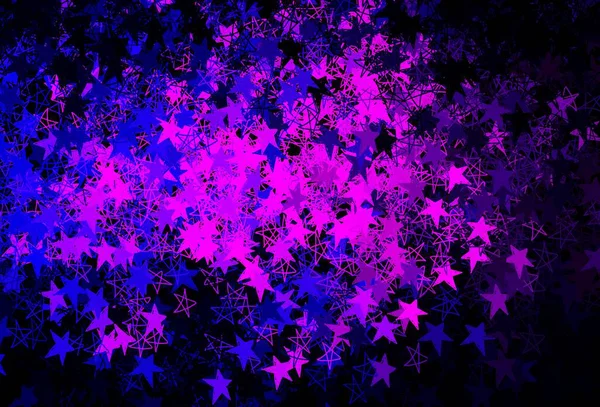 明るい雪のフレーク 星とダークパープルのベクトルレイアウト クリスマススタイルで雪とグラデーションカラフルなイラスト ビジネス広告の新年デザイン — ストックベクタ