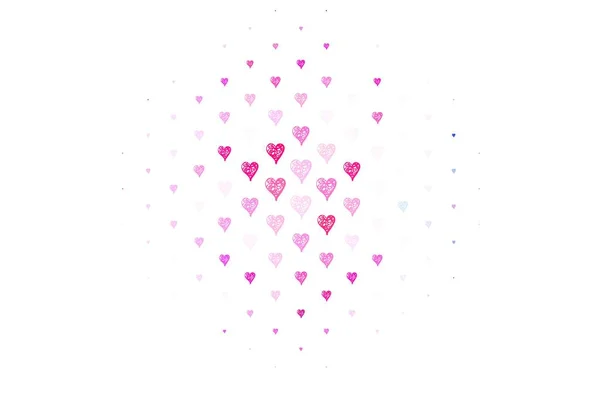 ドードルハートのライトピンクベクトルテンプレート カラフルなグラデーションの背景に美しい抽象的な心 バレンタイン広告や小冊子のパターン — ストックベクタ