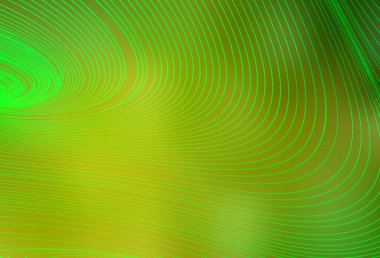 Açık yeşil, eğri çizgileri olan sarı vektör arkaplan. Basit eğri biçiminde parlak renkli bir illüstrasyon. İş tasarımınız için şablon.