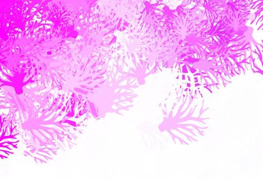 Açık pembe vektör, dalları olan zarif bir arkaplan. Yapraklar ve dallarla gösterişli soyut çizimler. İşiniz için yeni tasarım.