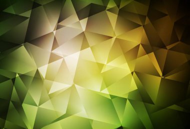 Koyu yeşil, sarı vektör düşük poli düzeni. Çokgen tarzda tamamen yeni bir renk çizimi. Bir markanın arkaplanı için desen.