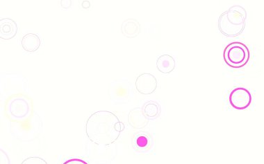 Açık pembe, daire şekilli sarı vektör düzeni. Renkli su damlaları olan modern soyut çizimler. İş ilanınız için tasarım.