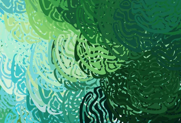 Světle Modrá Zelené Vektorové Pozadí Křivolakými Čárami Obehnaná Abstraktní Ilustrace — Stockový vektor