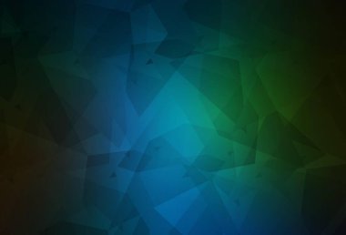 Koyu mavi, çokgen şekilli yeşil vektör arkaplanı. Modern tarzda değişen renkli kaotik formlar. Kartvizitiniz için modern tasarım.