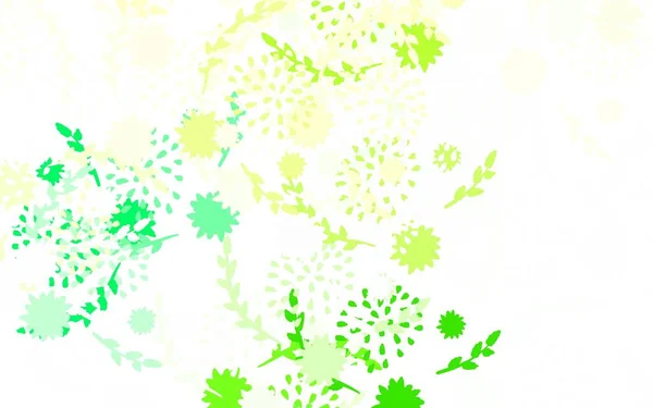 Verde Claro Vector Amarillo Elegante Plantilla Con Flores Rosas Ilustración — Vector de stock