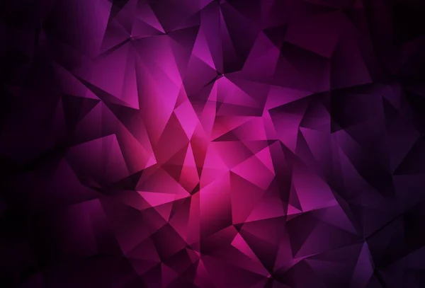 Dunkelrosa Vektor Abstraktes Mosaikmuster Leuchtende Polygonale Illustration Die Aus Dreiecken — Stockvektor