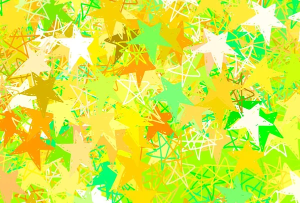 Verde Claro Fondo Vectorial Amarillo Con Estrellas Colores Ilustración Abstracta — Vector de stock