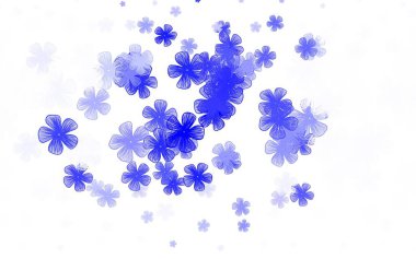 Açık mavi, çiçekli sarı vektör karalama deseni. Beyaz arka planda doğal bir çiçek. Ağ ve ambalaj için elle boyanmış tasarım.