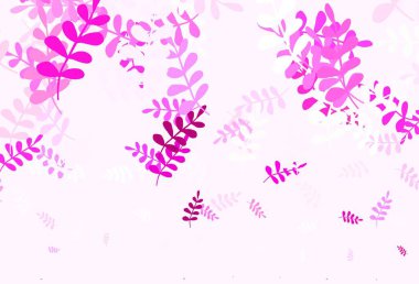 Açık pembe vektör çizimi yapraklarla. Doğal yaprağı olan zarif, parlak bir illüstrasyon. İşiniz için yeni tasarım.