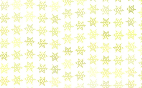 Light Yellow Vector Pattern Christmas Snowflakes Stars Glitter Abstract Illustration — Stock Vector