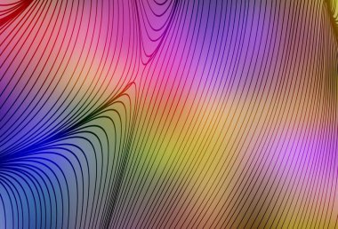 Wry çizgileri ile çok renkli vektör arkaplanı. Kavisli çizgilerden oluşan parlak bir illüstrasyon. Broşürler, broşürler için doku.