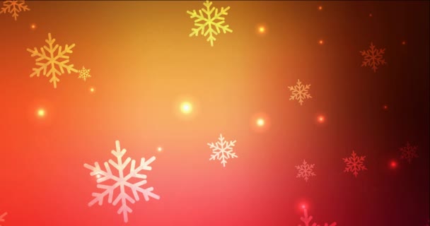 4K looping donker rood, geel beeldmateriaal in vrolijke kerststijl. — Stockvideo