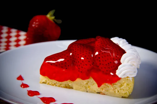 Slice Strawberry Cake Jelly Cream — Stock Photo, Image