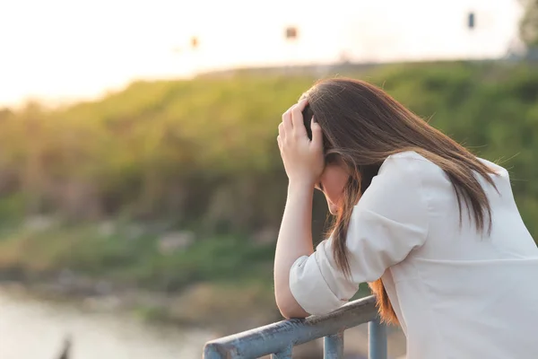 Alone Young Woman Feel Sad Loneliness Depression Concept — Stock Photo, Image