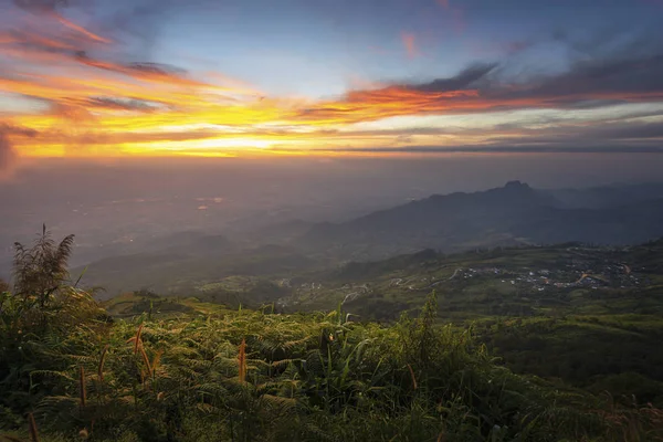 Sunrise mountain view of Phu Tab Berk hill Panorama in  Phetchabun, Thailand