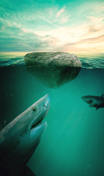 Abstract underwater background with sunbeams