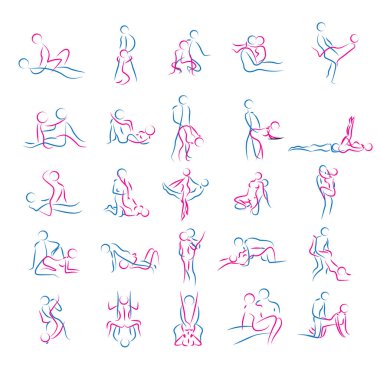 Seks pozlar vektör Icon set