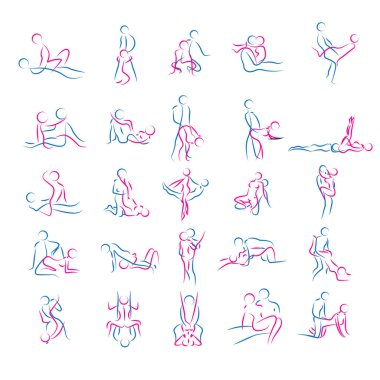 Sex poses vector icon set clipart