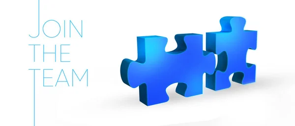 İzole iki mavi 3d bulmaca. Bulmacalar, takım birleşme. Beyaz arka plan üzerinde 3d bulmaca parçaları