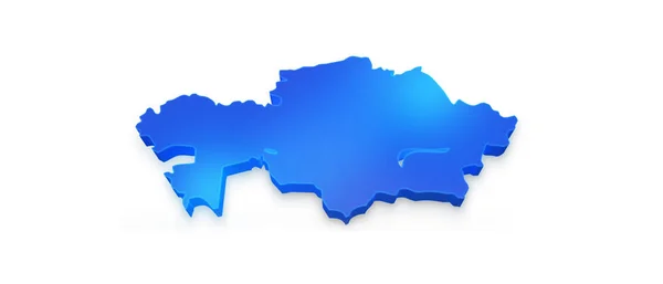 Beyaz bir arka plan üzerinde Kazakistan Izole Mavi 3d harita. Kazakistan haritasının izole 3d illüstrasyon.