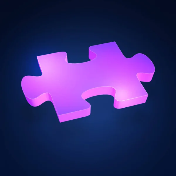 Purple puzzle piece on white background. 3D illustration of a purple puzzle piece on a blue background. 3D puzzle icon