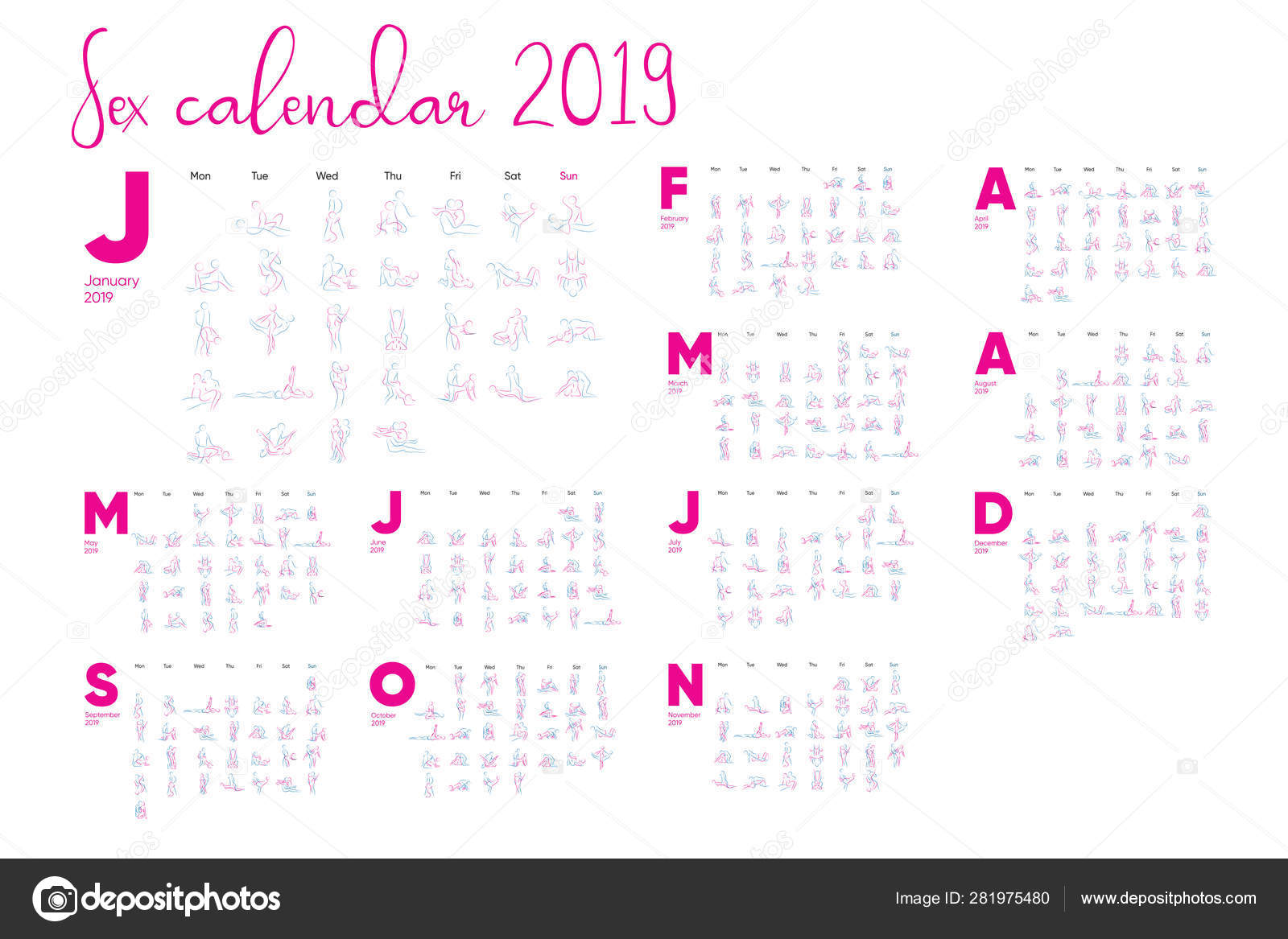 Sex Calendar 2019 Calendar 2019 Vector Sex Poses Vector Calendar Sex Calendar 2019 Calendar 2019 Vector Sex Poses Vector Calendar