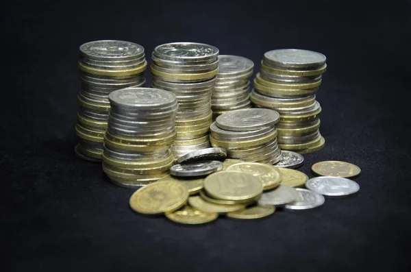 Coins Dark Background Coins Kazakhstan Tenge Dark Background Kazakh Money — Stock Photo, Image