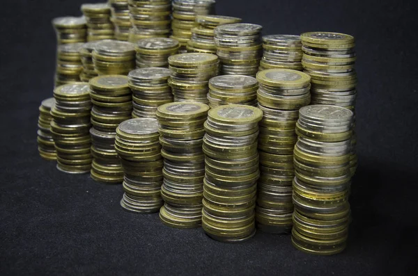 Monedas Sobre Fondo Oscuro Monedas Kazajstán Tenge Sobre Fondo Oscuro — Foto de Stock