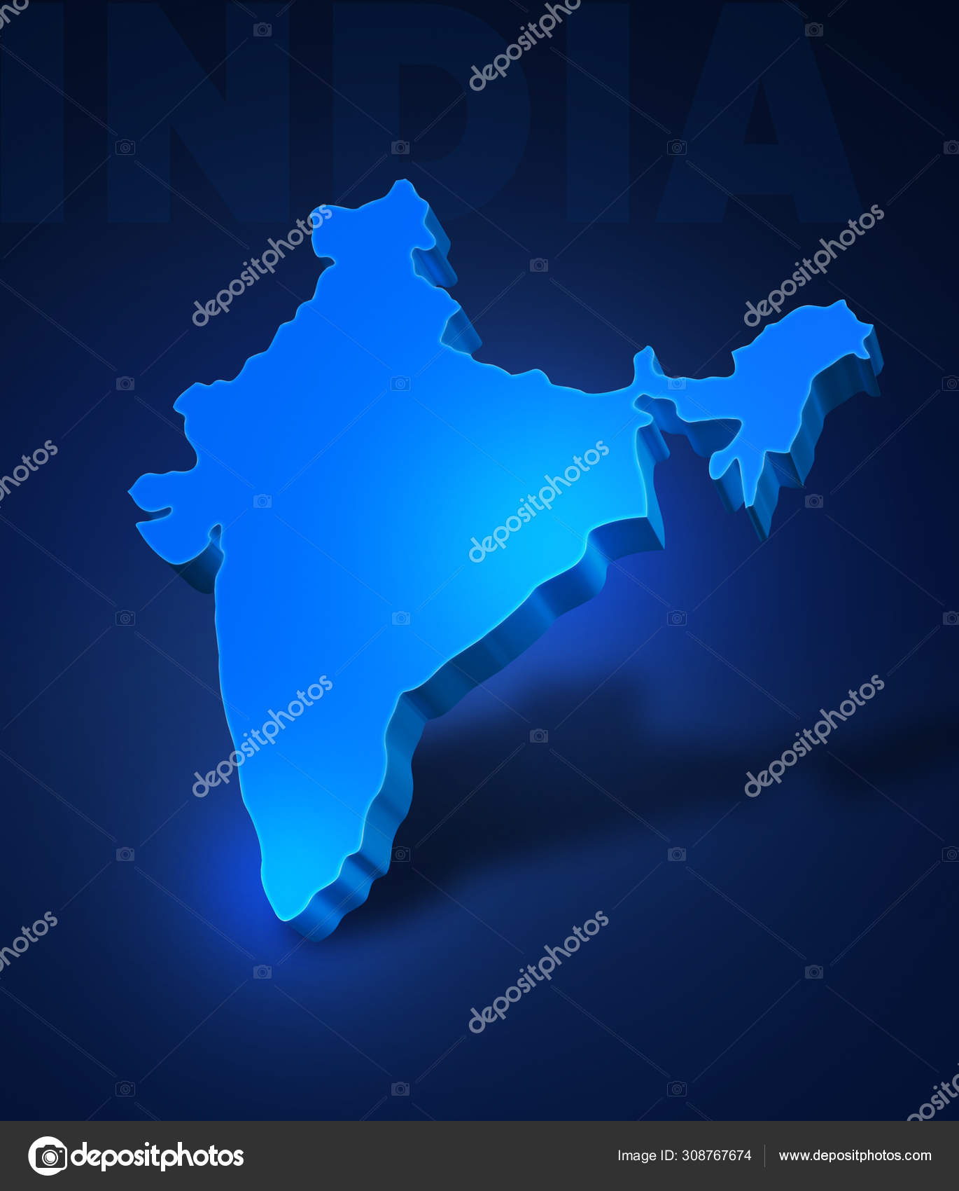 Blue Map India Dark Blue Background Illustration Map India Stock Photo by  ©Andrey_F 308767674