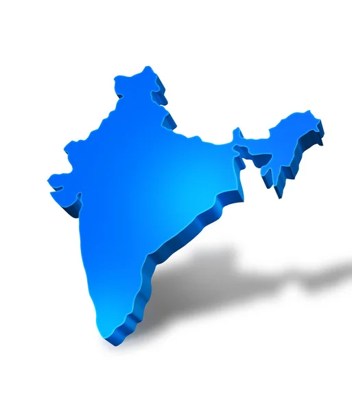 Beyaz bir arka plan üzerinde Hindistan Izole Mavi 3d harita. Hindistan haritasının izole 3d illüstrasyon.