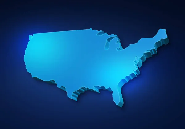 Koyu mavi arka plan üzerinde Abd'nin Mavi 3d harita. Abd haritasının 3d illüstrasyon.