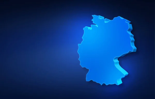 濃い青色の背景にドイツの青の3Dマップ ドイツ地図の3Dイラスト — ストック写真