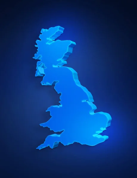Koyu mavi arka plan üzerinde İngiltere'nin Mavi 3d harita. Birleşik Krallık haritasının 3d illüstrasyon.