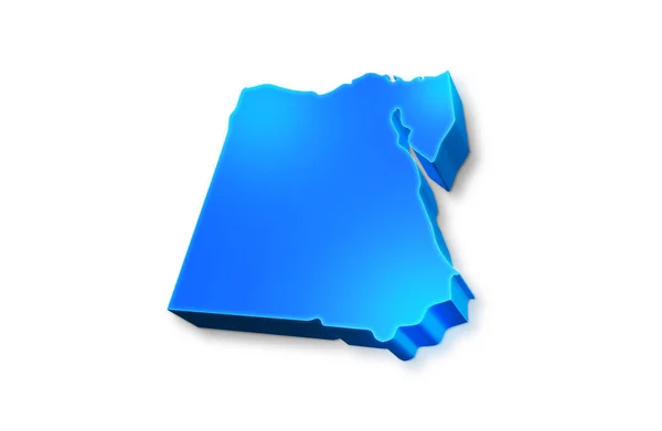 İzole edilmiş Mavi 3 boyutlu Mısır haritası beyaz bir zemin. Mısır haritasının 3d çizimi.