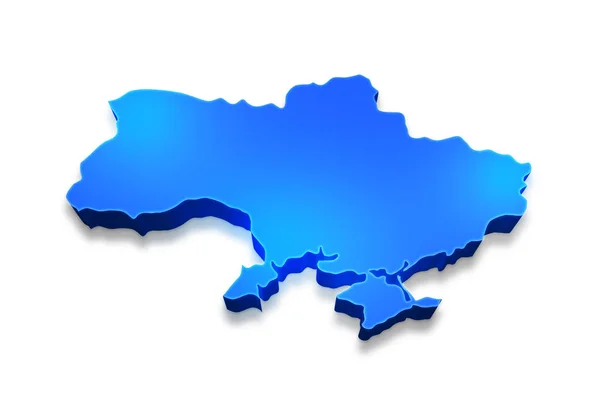 İzole edilmiş Mavi 3d Ukrayna haritası beyaz bir zemin. Ukrayna haritasının 3d çizimi.