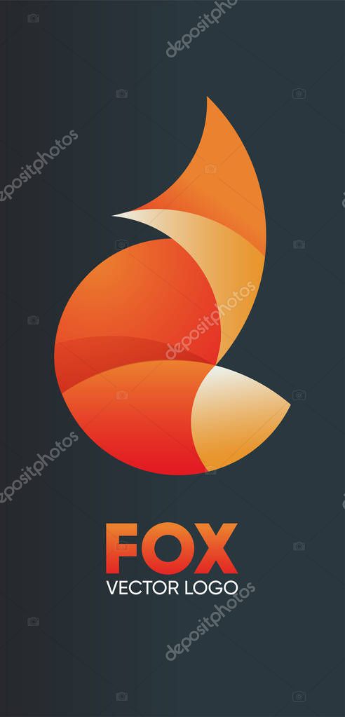 Abstract vector logo fox. Vector illustration of a fox. Creative logo fox. Cute red fox