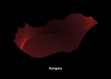 Macaristan 'ın Dinamik Çizgi Dalga haritası. Macaristan 'ın büküm çizgileri haritası. Macaristan Siyasi Haritası