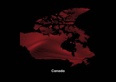 Kanada 'nın dinamik çizgi dalga haritası. Kanada 'nın büküm çizgileri haritası. Kanada Siyasi Haritası