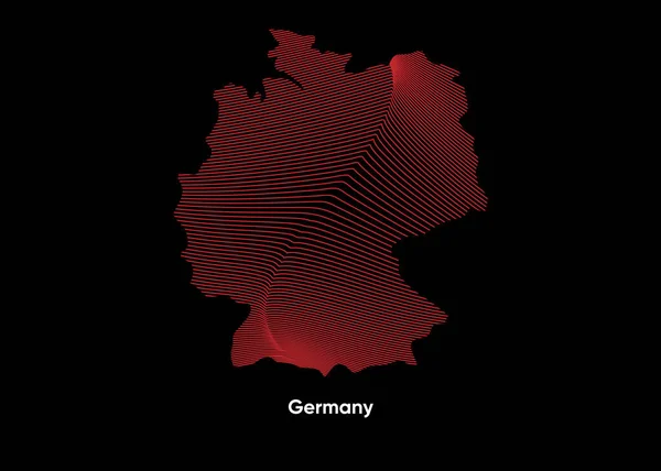 Mapa Dinámico Las Ondas Línea Alemania Mapa Dos Líneas Alemania — Vector de stock