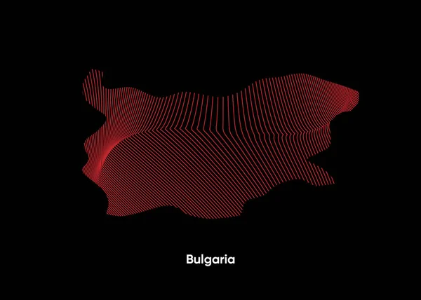 Dynamic Line Wave Map Bulgaria Тверда Карта Болгарії Політична Карта — стоковий вектор
