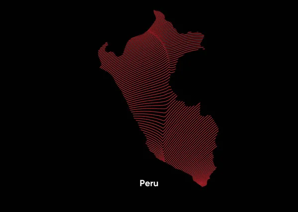 Dynamic Line Wave Map Peru Карта Перу Крутыми Линиями Политика — стоковый вектор