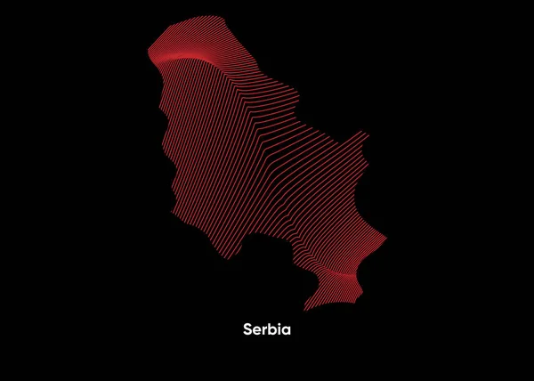Dynamic Line Wave Map Serbia Твістська Карта Сербії Політична Карта — стоковий вектор
