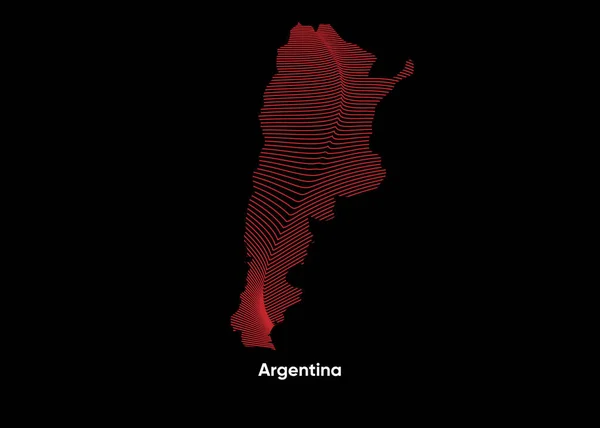 Mapa Dinâmico Ondas Linha Argentina Twist Lines Map Argentina Mapa — Vetor de Stock