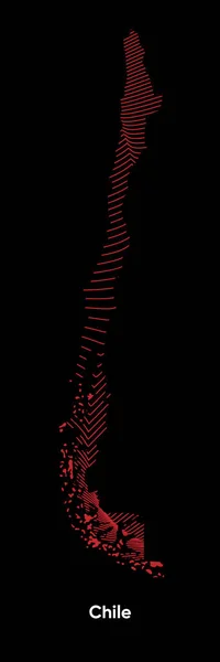 Карта Динамічної Лінії Хвилі Чилі Карта Ліній Повороту Чилі Чилійська — стоковий вектор